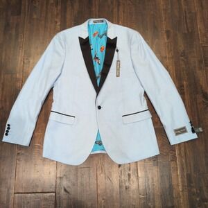 New Paisley & Gray Mens 42R Light Blue Slim Fit Blazer Lined Sport Coat